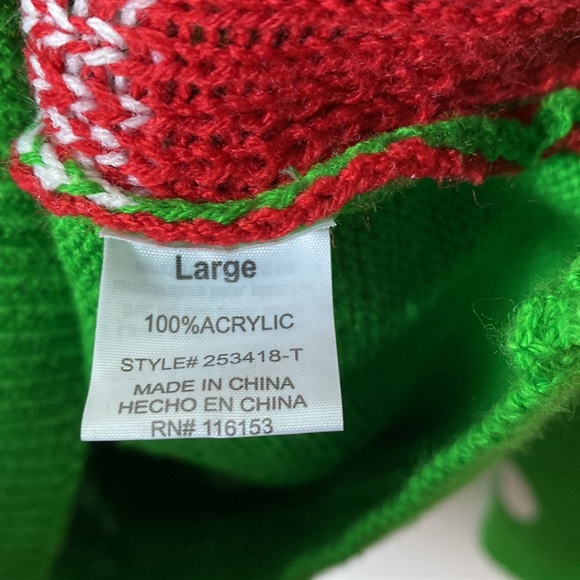 Merry Christmas by Poof! Santa Christmas Sweater Gnomes Size Large - Picture 6 of 11